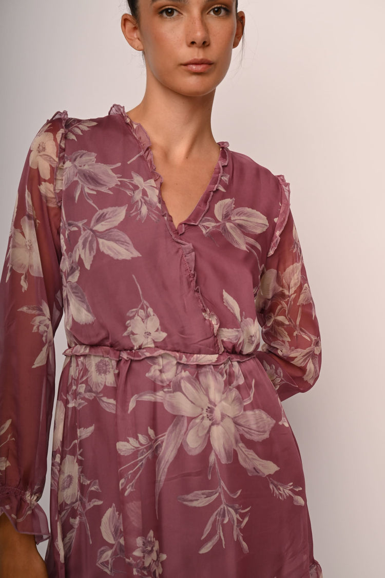 Floral print ruffled dress