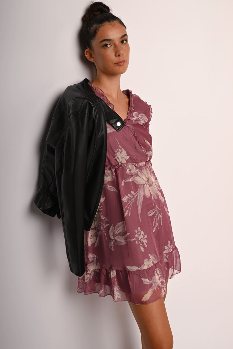 Floral print ruffled dress