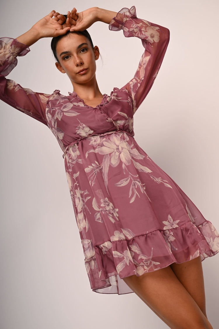 Floral print ruffled dress