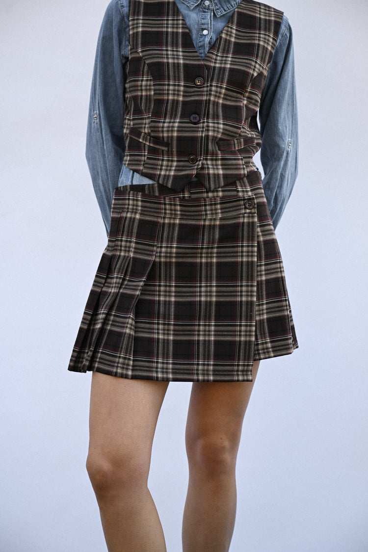 tartan print skort