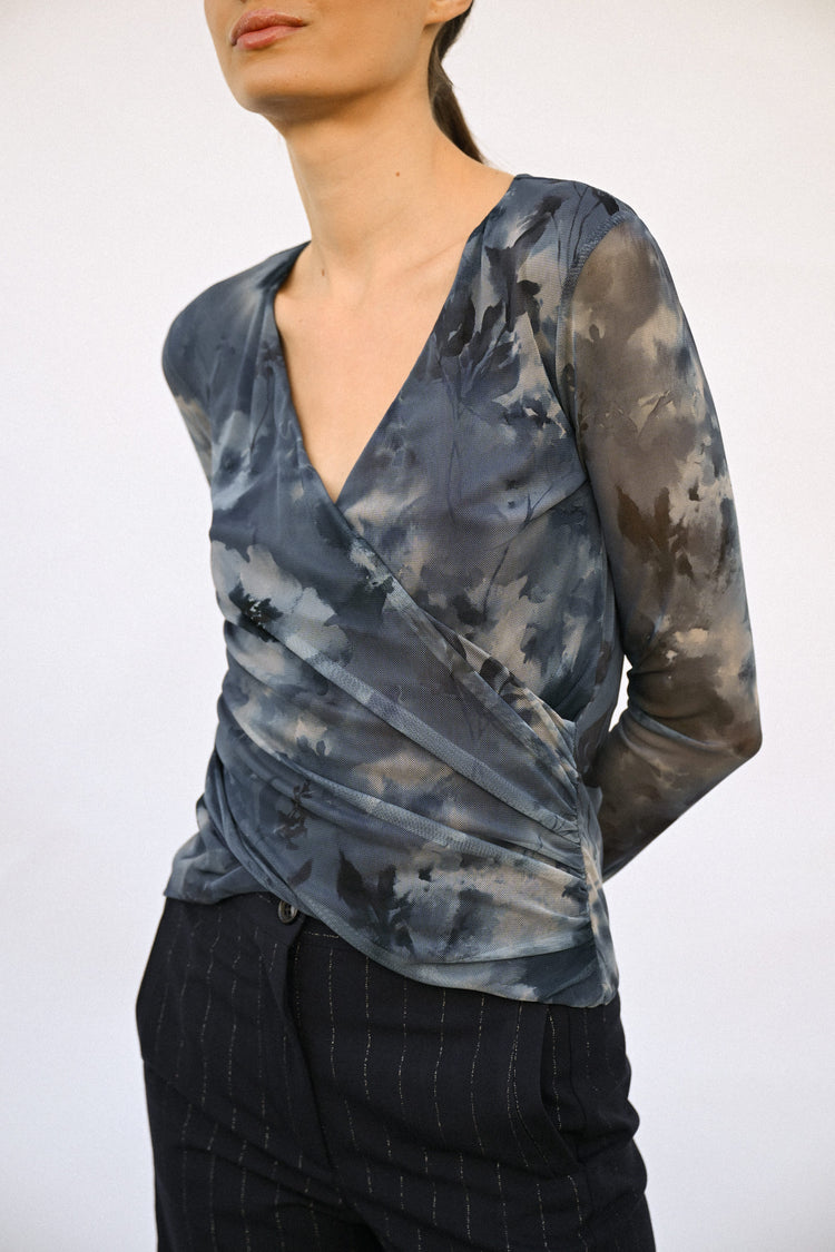Floral print wrap top