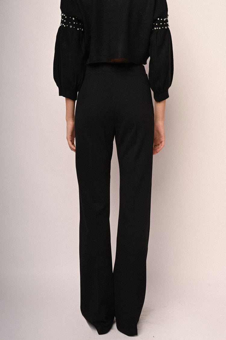 Ribbing flared trousers