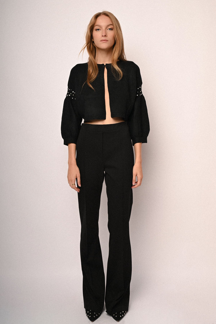 Ribbing flared trousers