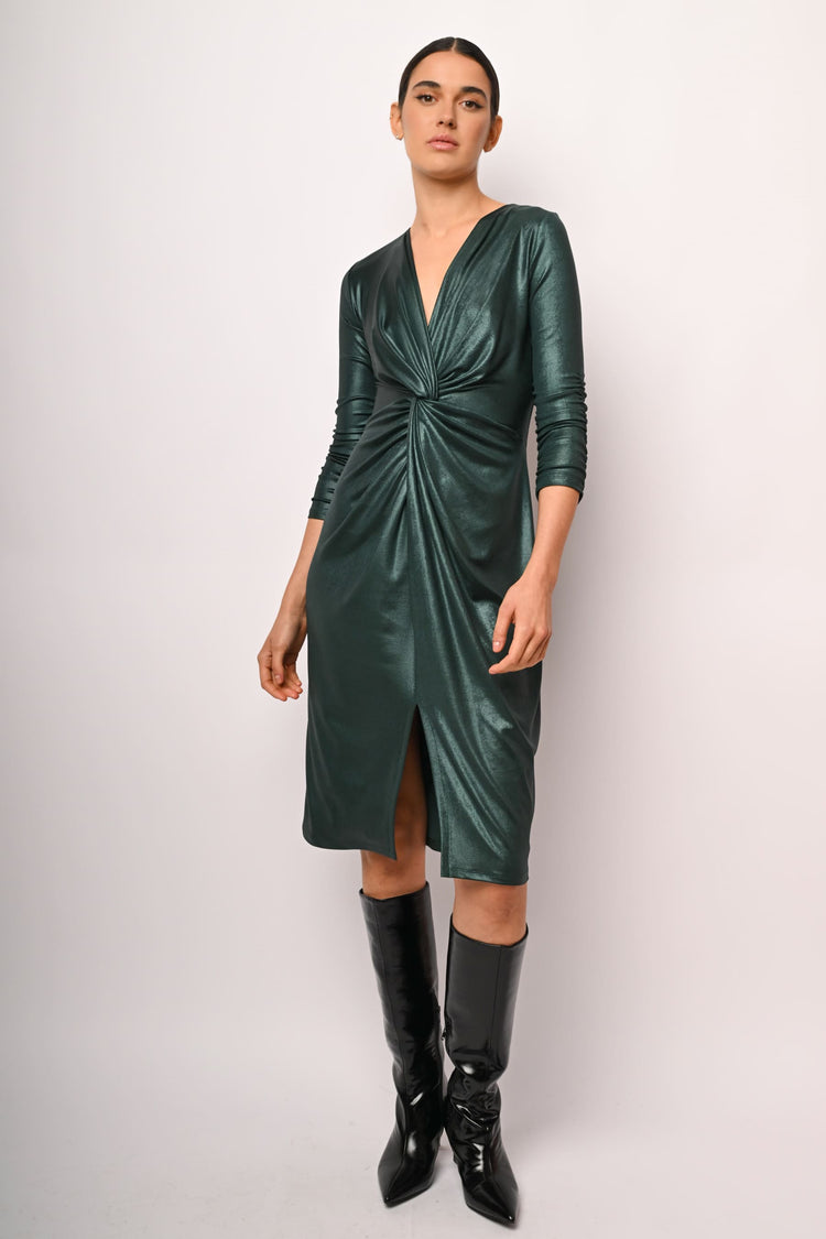 Laminated fabric knot dress