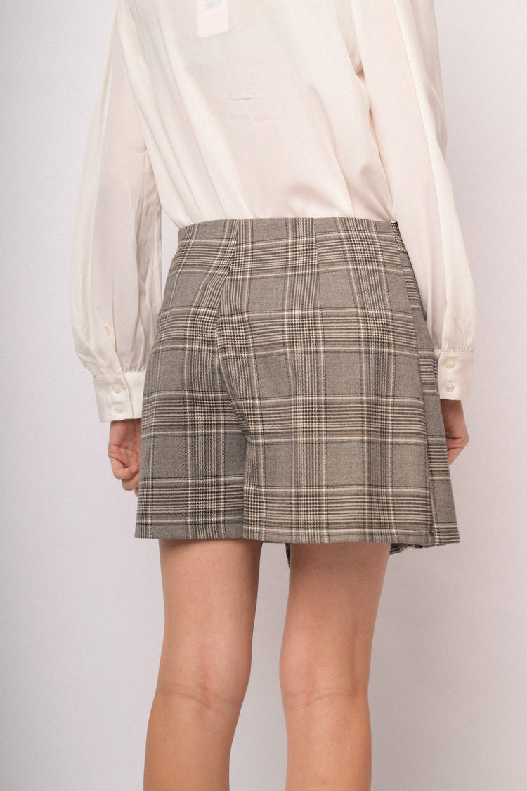 Grey and beige check skort