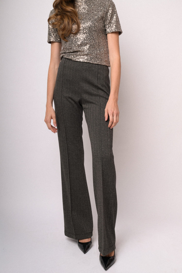 Charcoal grey herringbone flared leggings