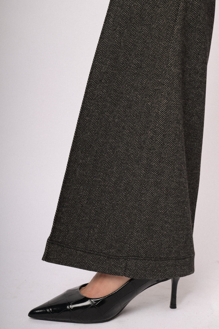 Charcoal grey herringbone flared leggings