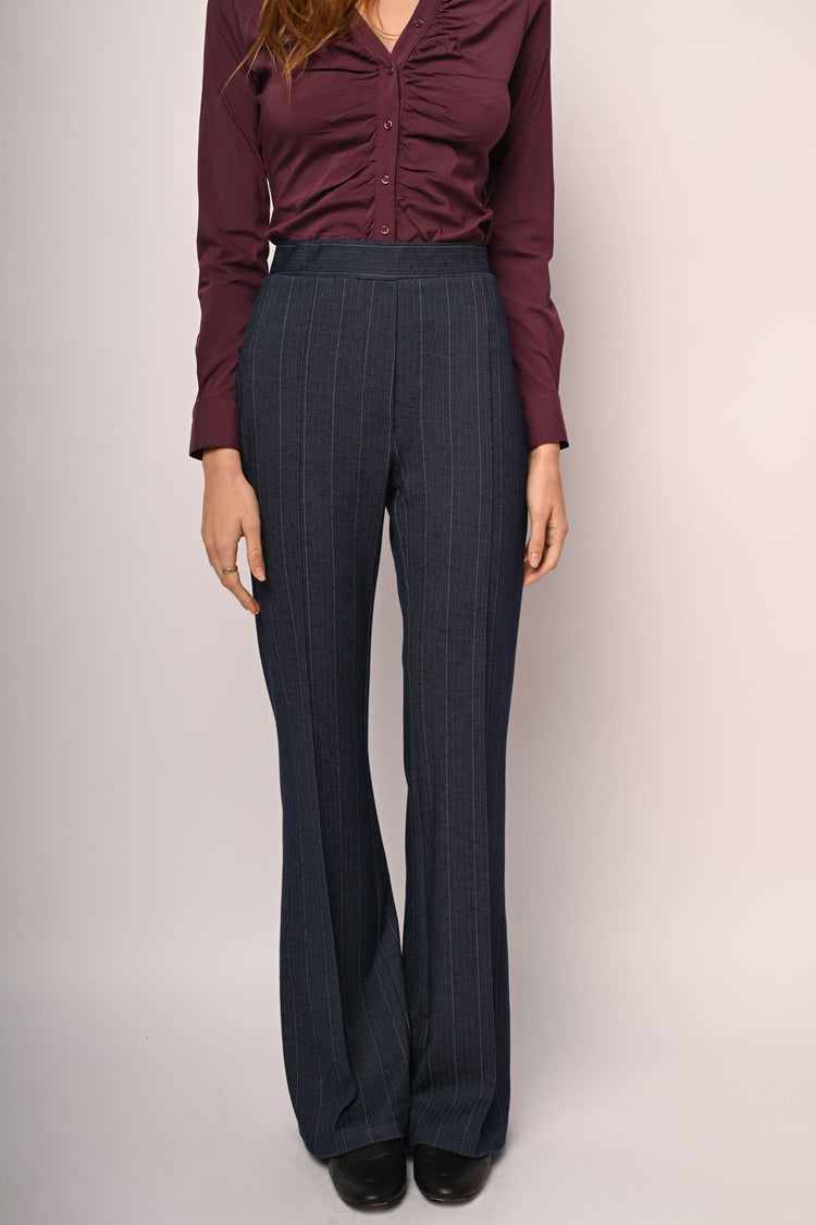 Pinstriped flared trousers
