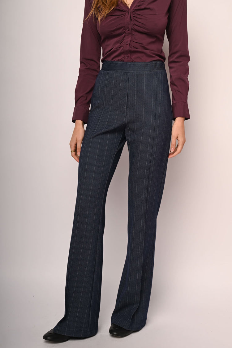 Pinstriped flared trousers