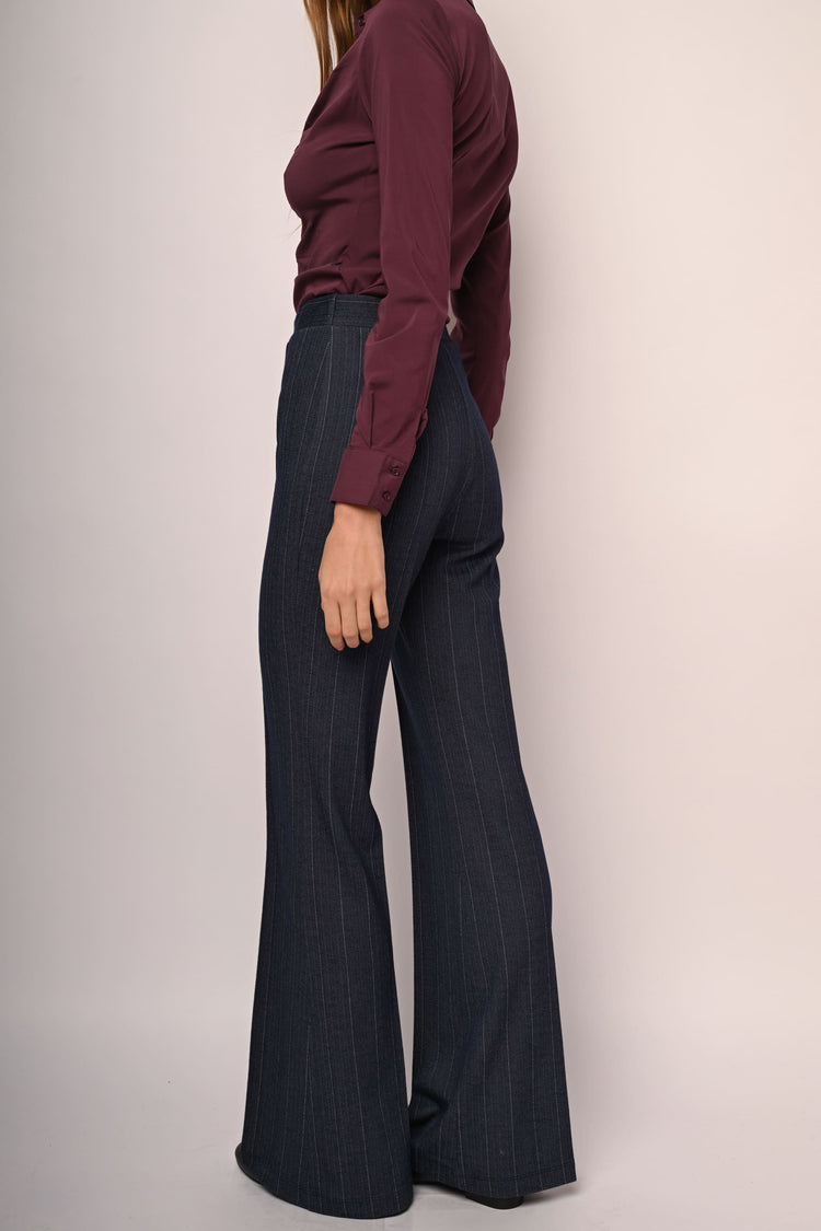 Pinstriped flared trousers