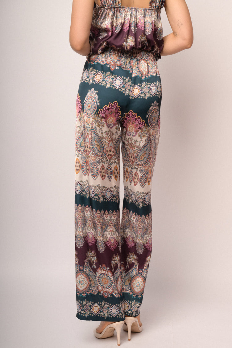 Soft multicolor palazzo trousers with paisley print