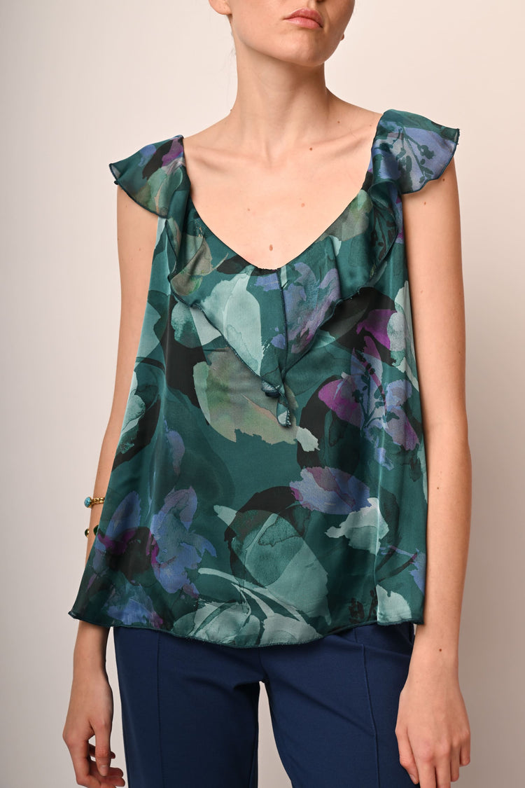 Floral print frills top