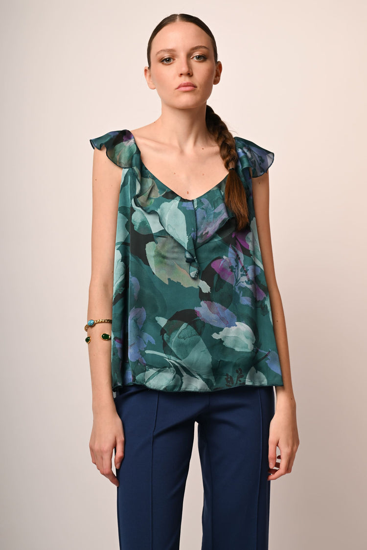 Floral print frills top