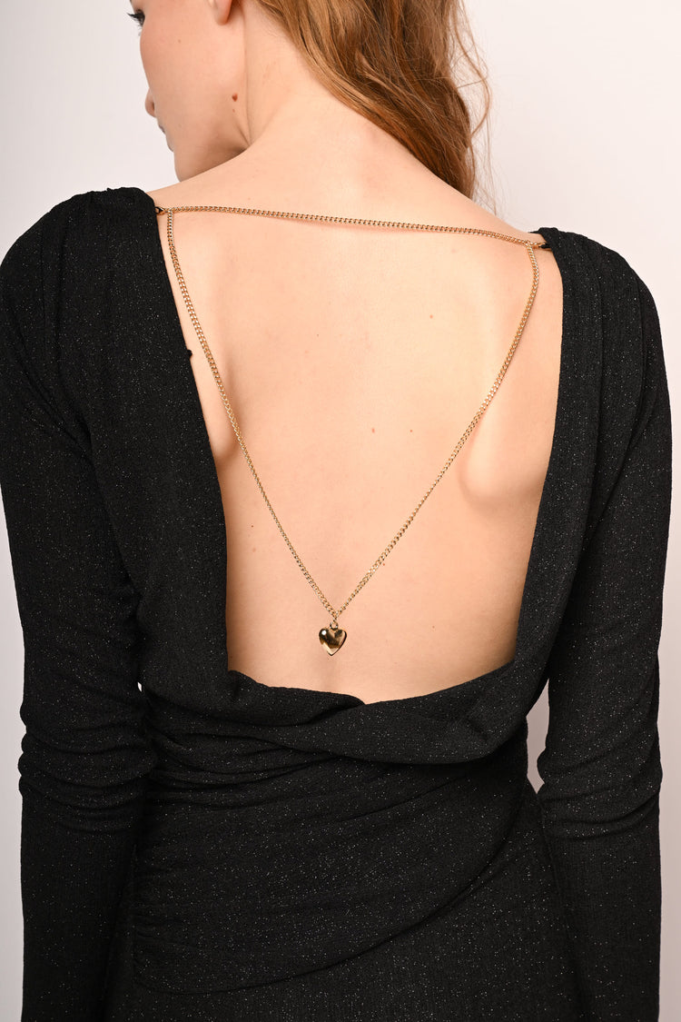 Heart pendant chain long dress
