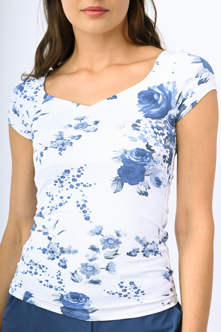 Floral print nylon t-shirt