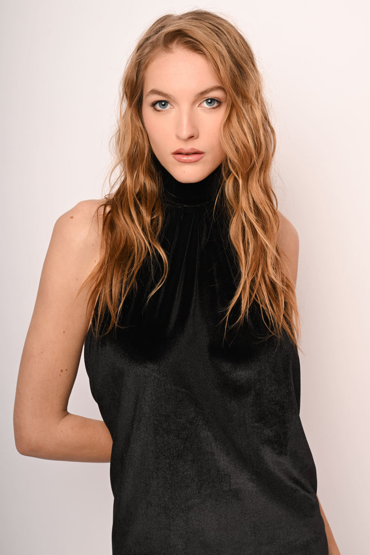Velvet halter mini dress