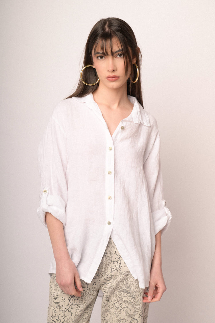 White linen oversized shirt