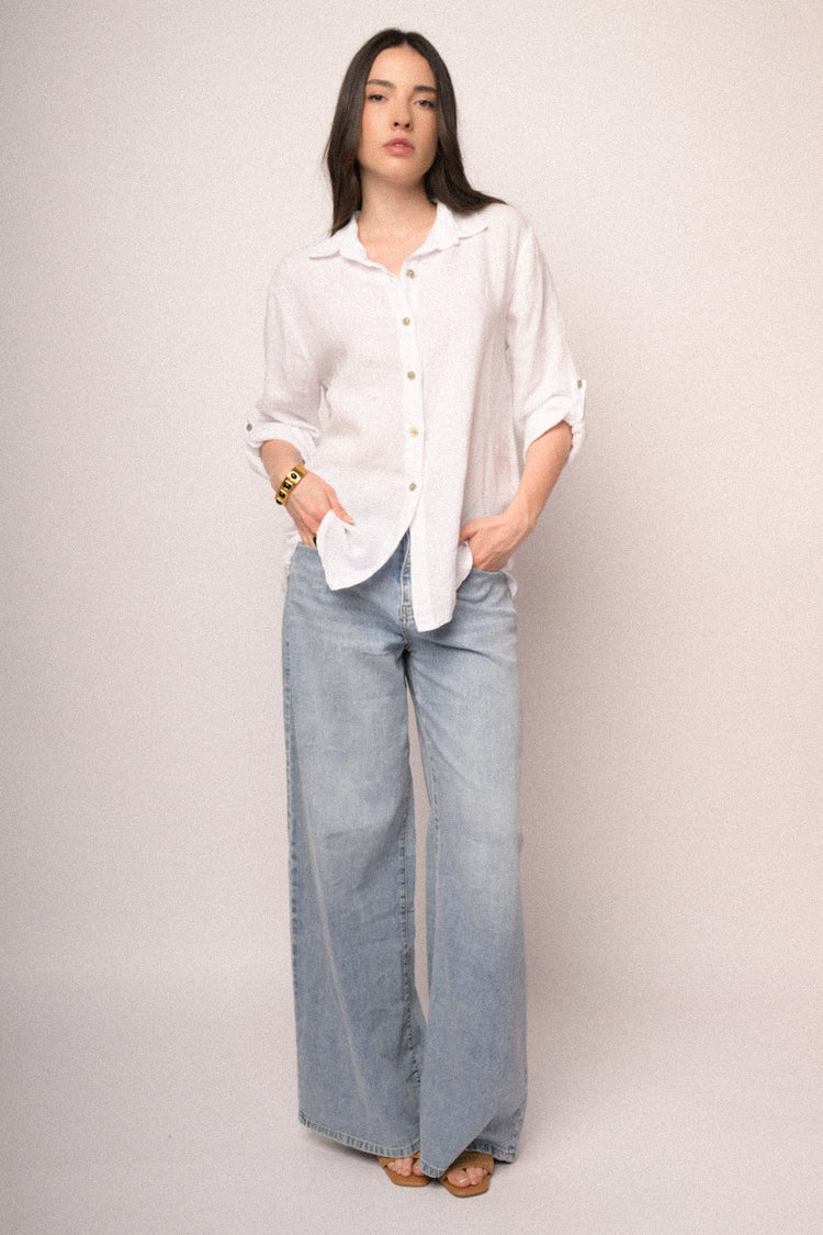 White linen oversized shirt