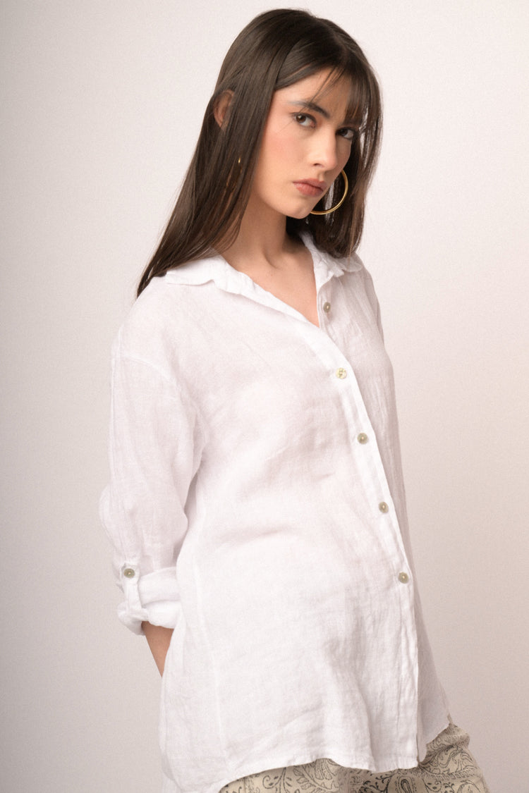 White linen oversized shirt