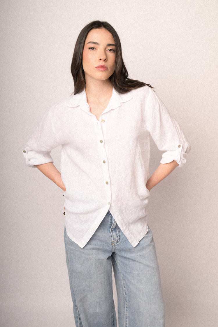 White linen oversized shirt