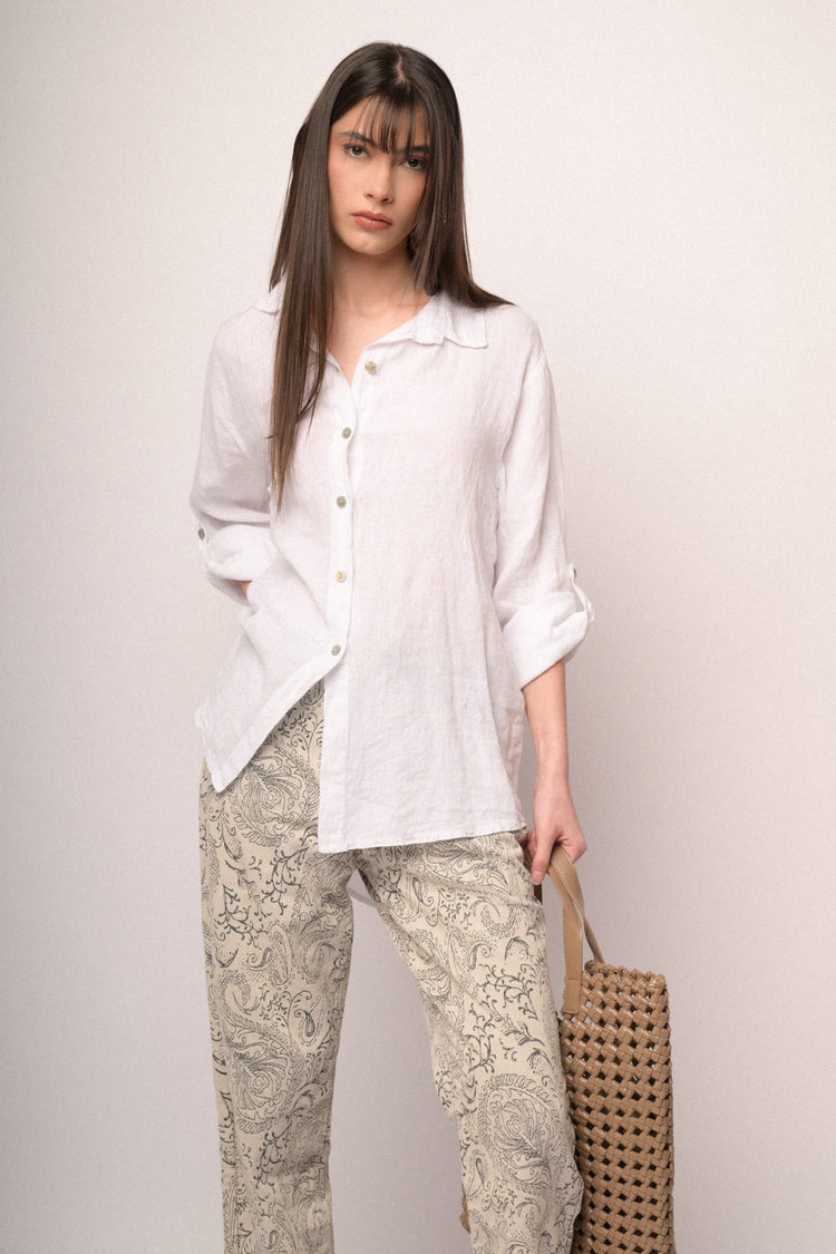 White linen oversized shirt