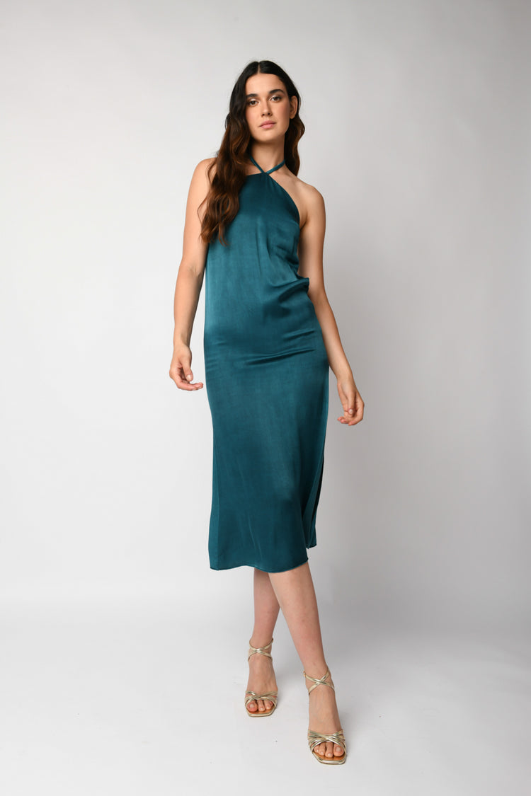 Viscose midi halter dress