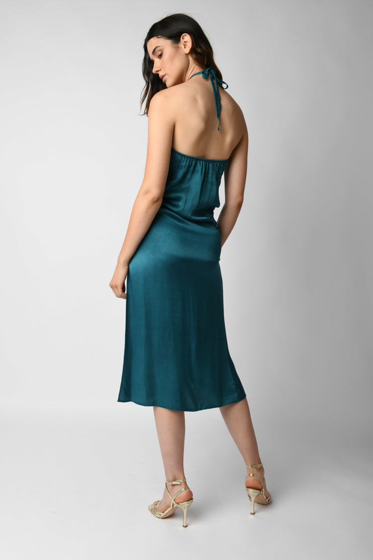 Viscose midi halter dress