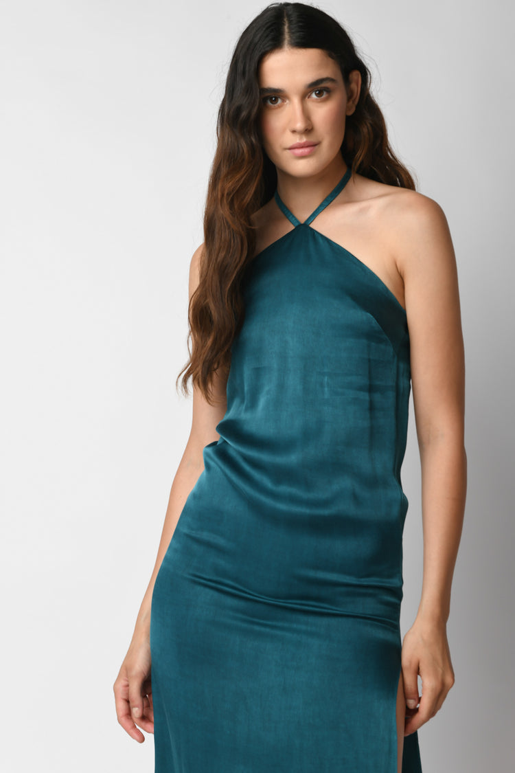 Viscose midi halter dress