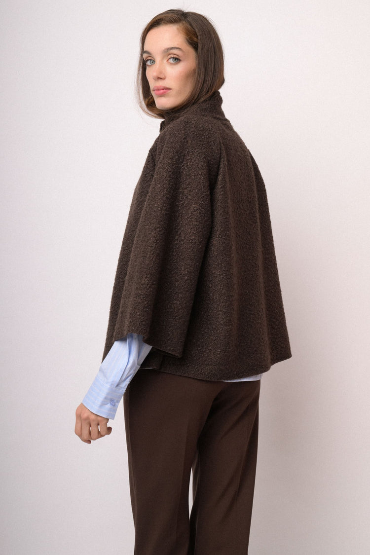 Dark brown short cape with high collar