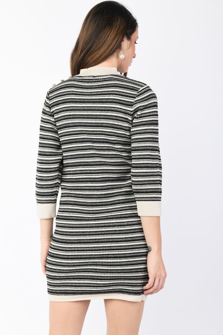 Striped lurex knit mini dress