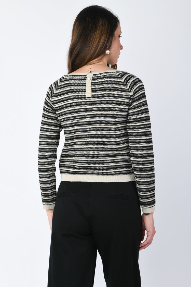 Striped lurex knit sweater