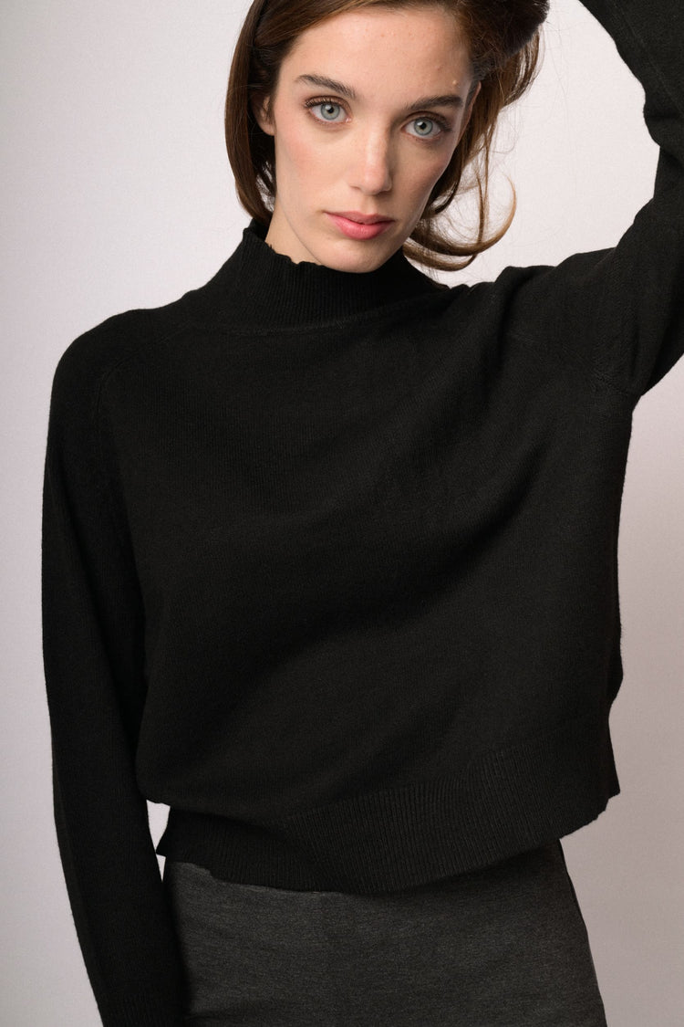 Black oversized turtleneck sweater