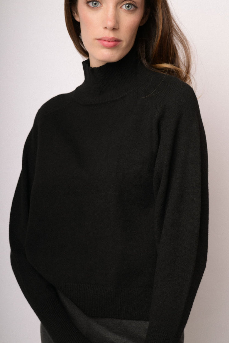 Black oversized turtleneck sweater