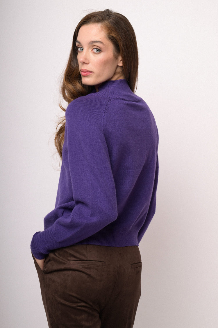 Purple oversized turtleneck sweater