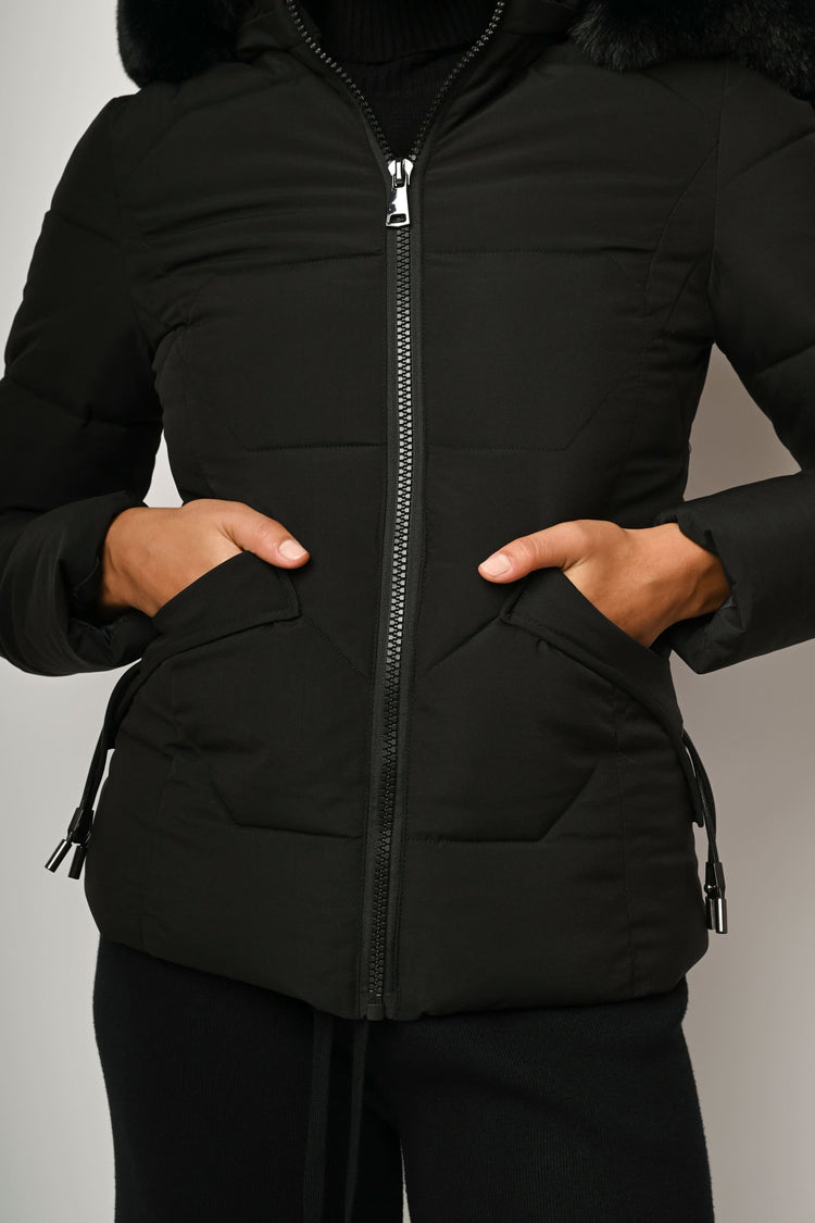 Faux fur hooded down jacket