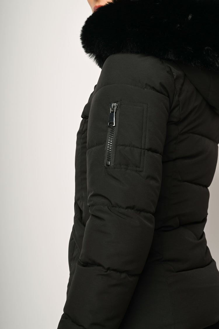 Faux fur hooded down jacket