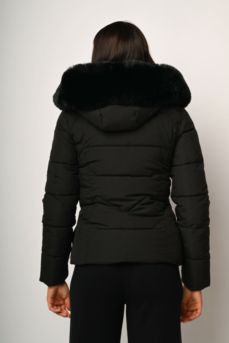 Faux fur hooded down jacket