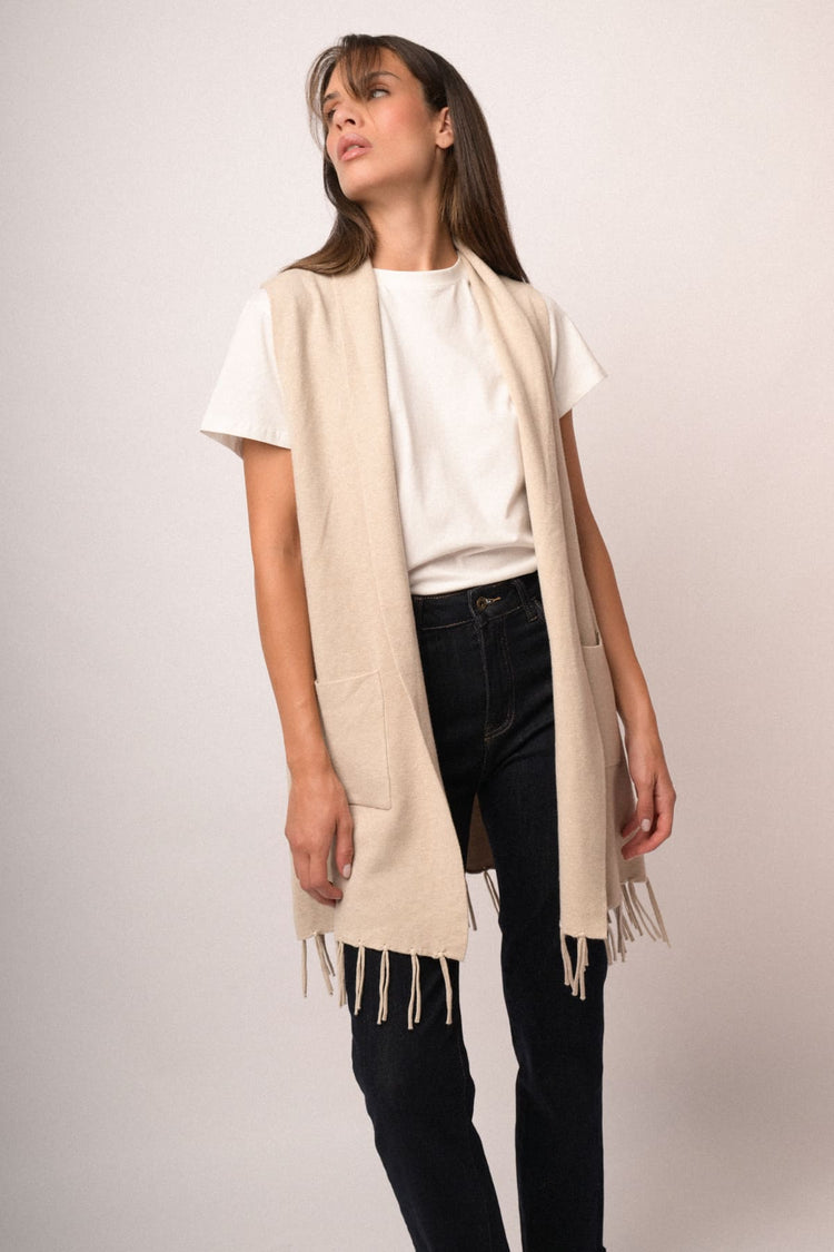 Gilet lungo con frange