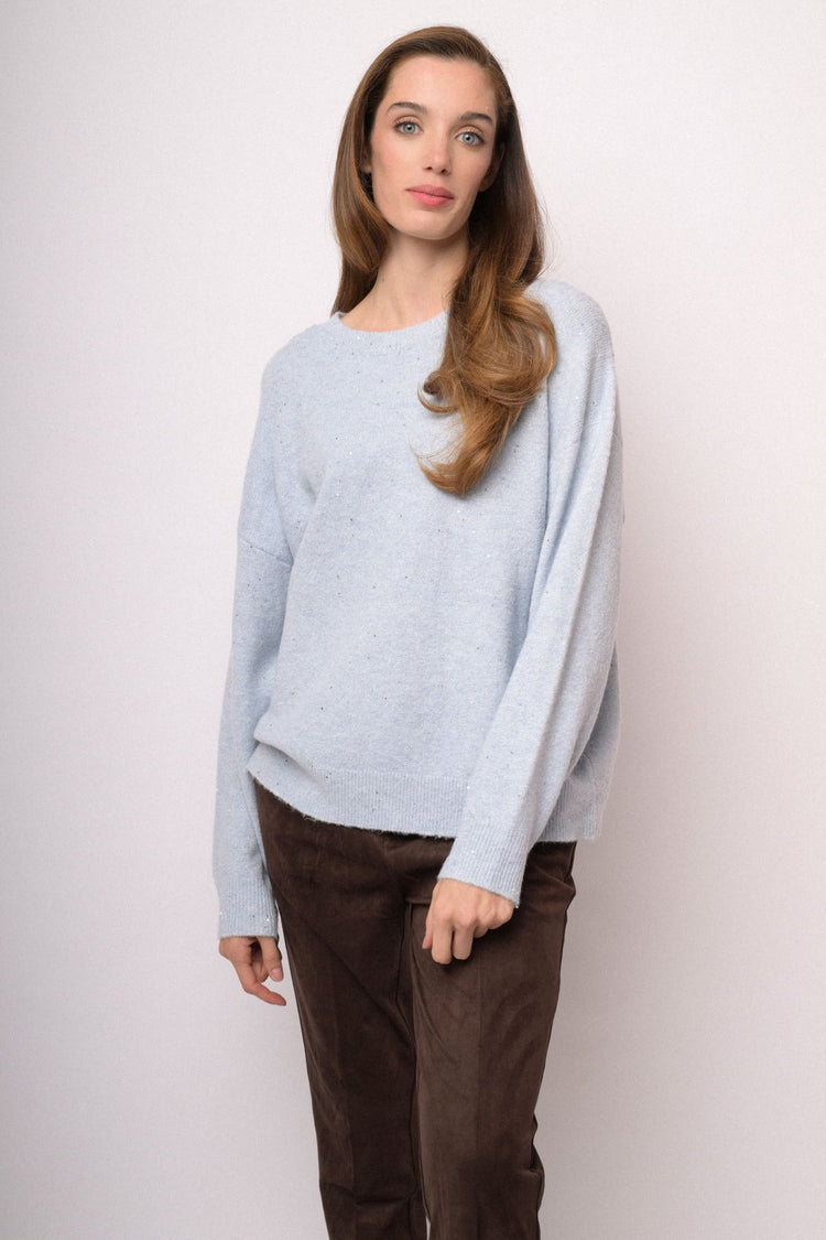 Powder blue oversized sequin sweater