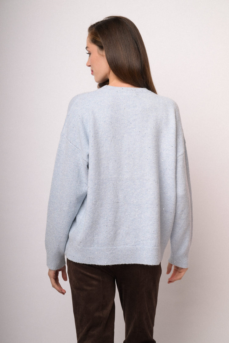 Powder blue oversized sequin sweater