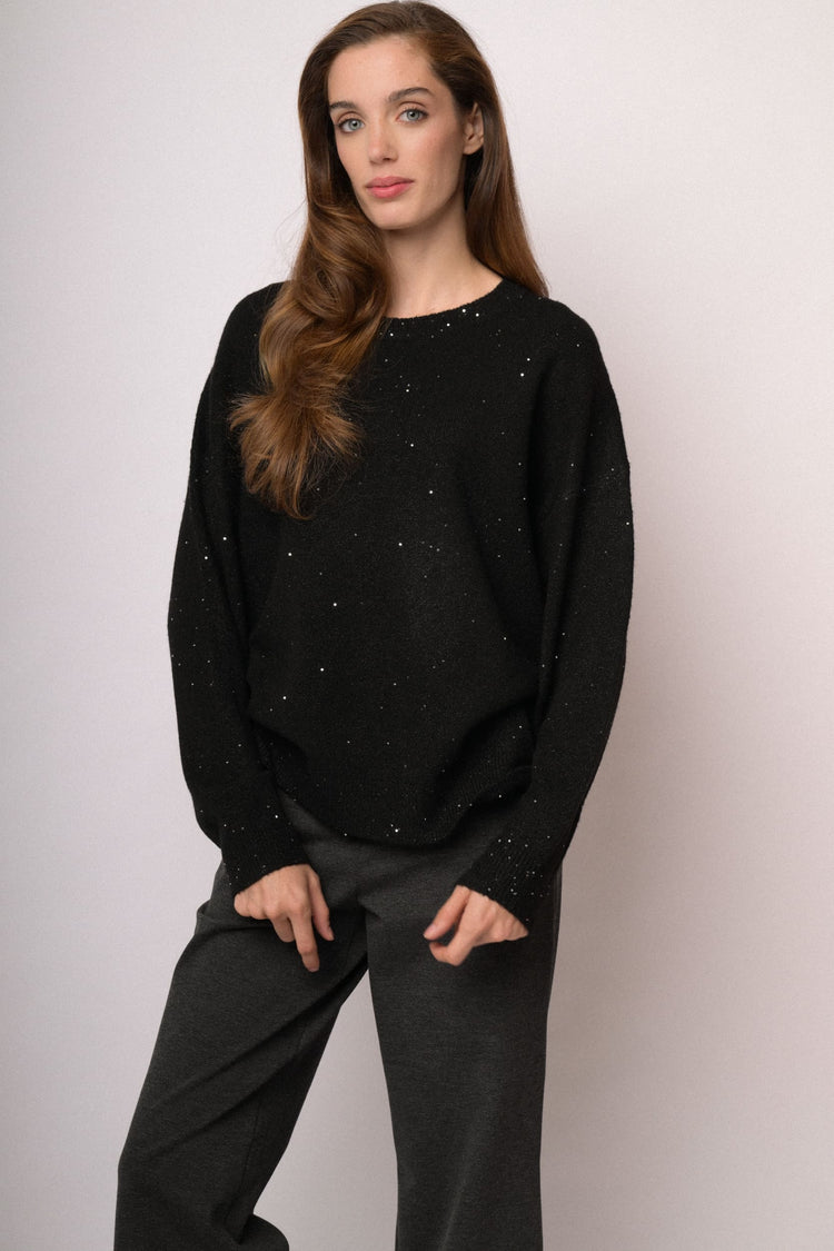Black oversized sequin sweater