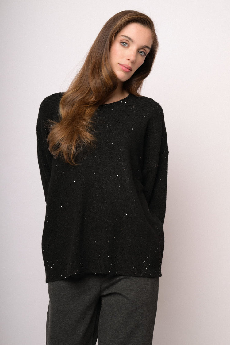 Black oversized sequin sweater