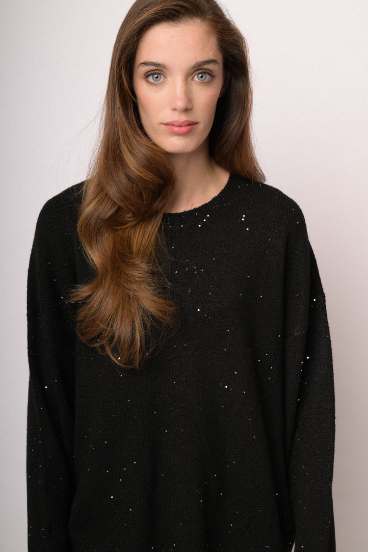 Black oversized sequin sweater