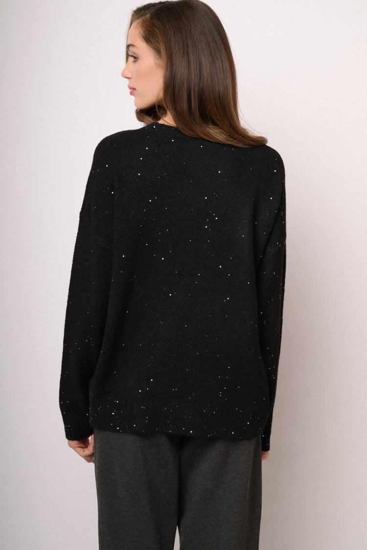 Black oversized sequin sweater