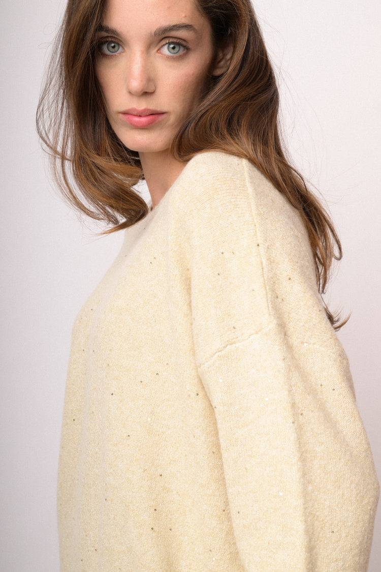 Blush pink oversized sequin sweater