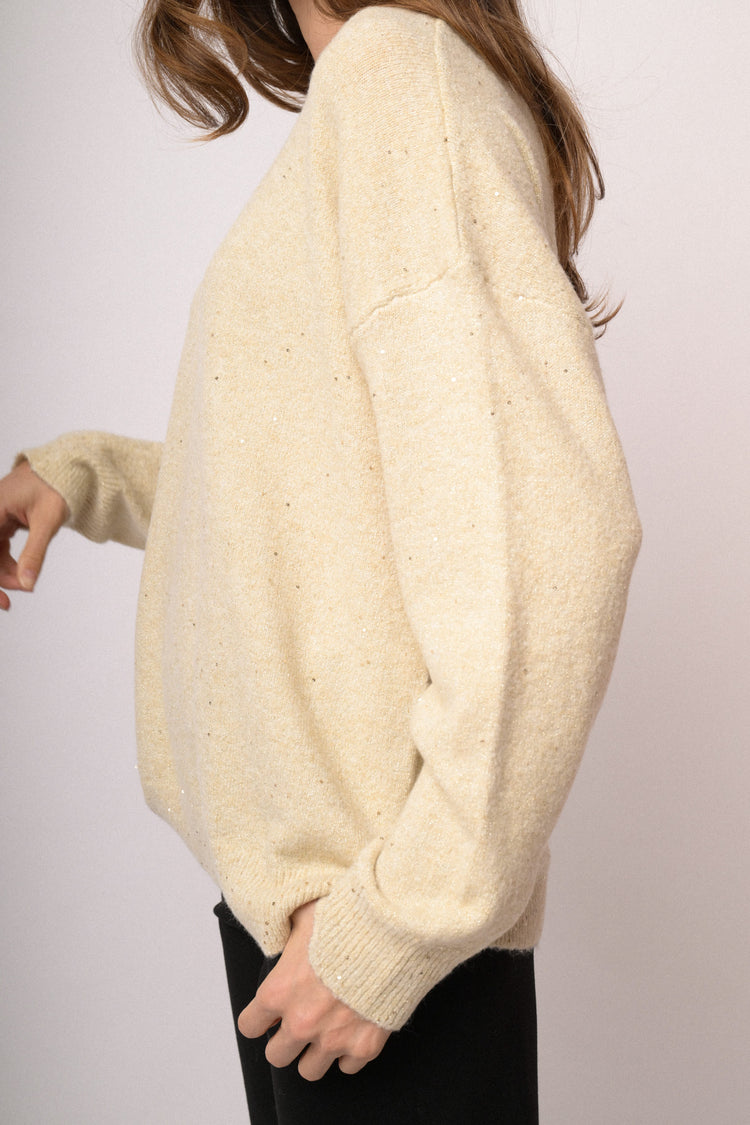 Blush pink oversized sequin sweater
