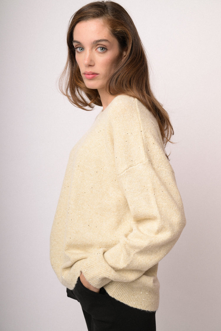 Blush pink oversized sequin sweater