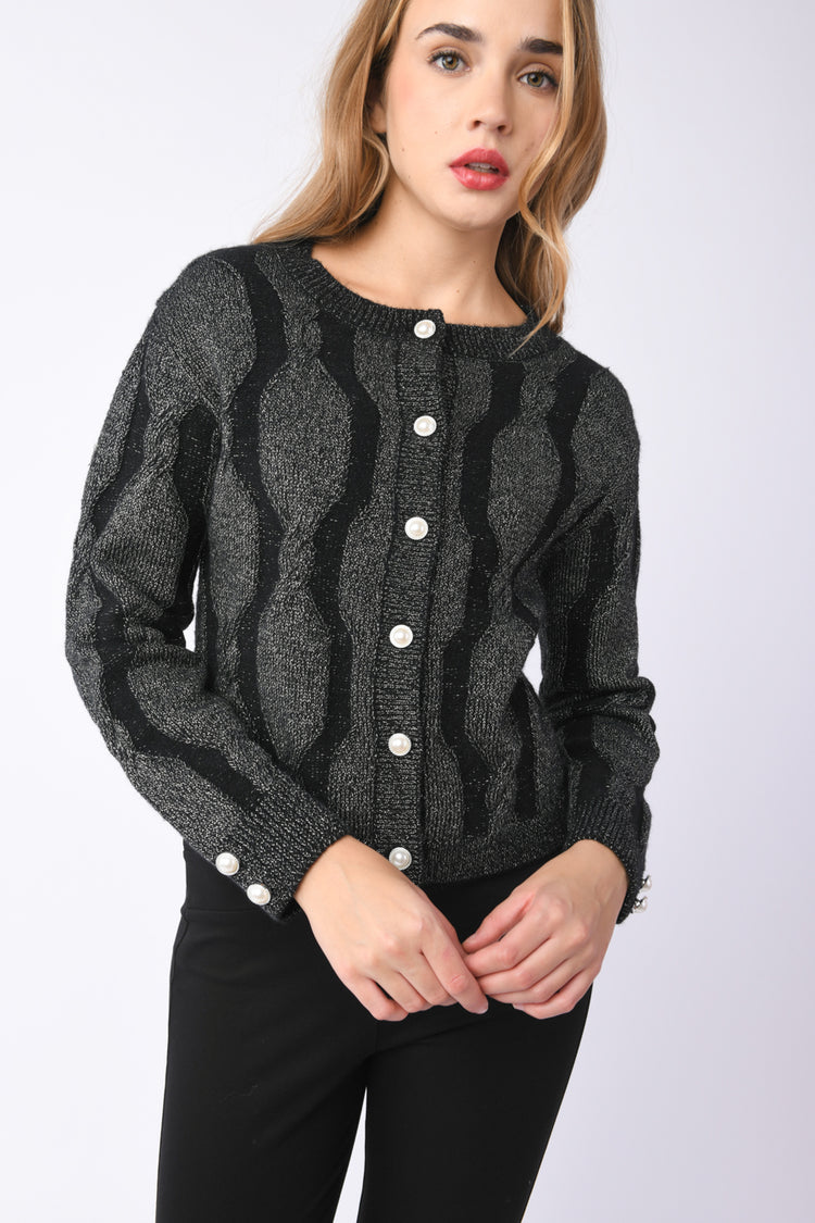 Cable-knit motif cardigan