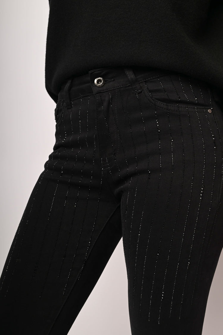 Rhinestone pinstriped jeans