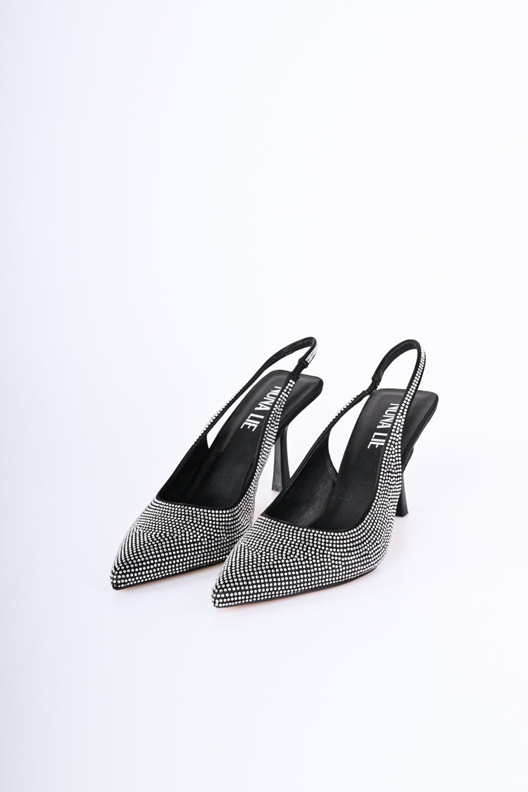 Rhinestone-embellished slingback pumps